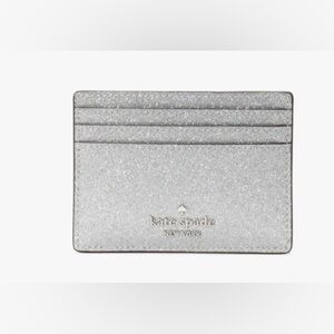 NWT Kate Spade Glittery Silver Card Holder GLIMMER